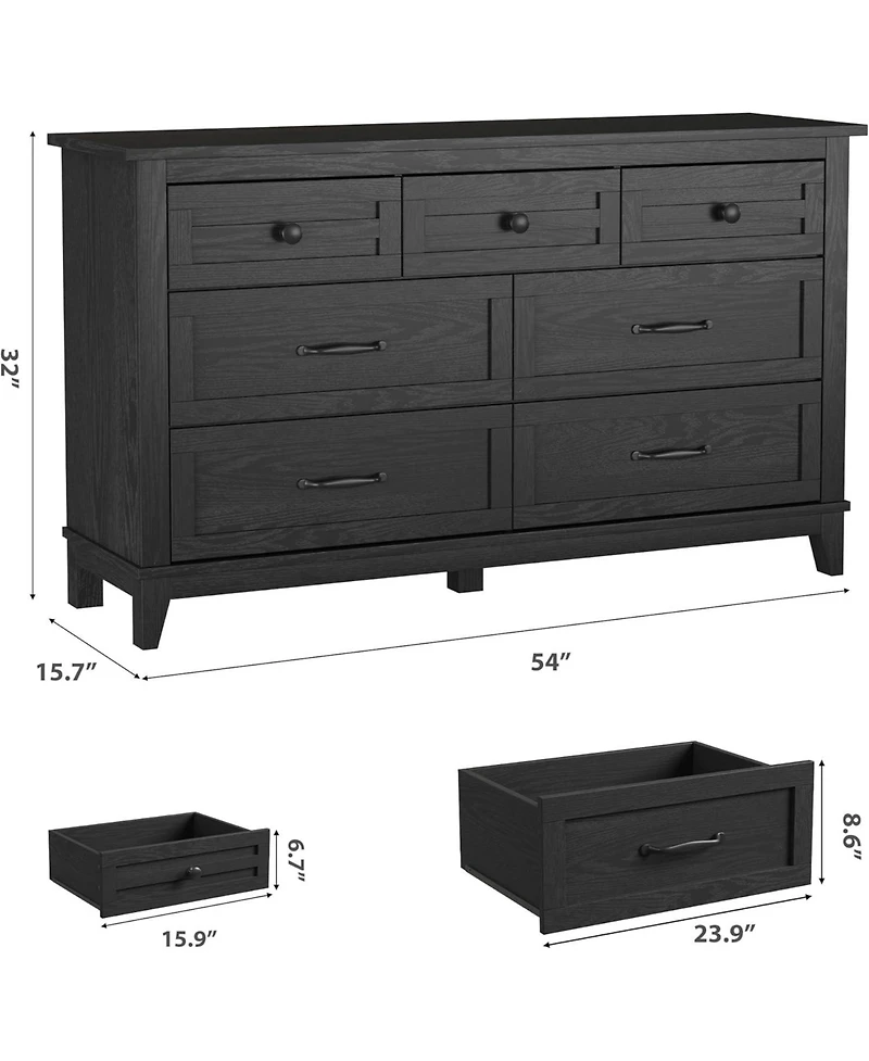 Gaomon 7 Dresser for Bedroom, 54 Wide Drawer with Storage Freestanding, Wooden Closet Chest Living Room, Entryway