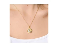 Little Sky Stone Eclipse Charm Mop Pendant Necklace in 14k Gold Finish