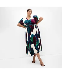 City Chic Women's Plus Hailey Abstract Print Pleat Maxi Dress