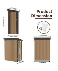 Streamdale Furniture 4.27 Ft x2.42 Ft Metal Garden Shed 5 X 3 Ft Pent Roof with Side Hinge Door