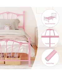 gaomon Bed Frame, Heart Shaped Metal Frame with Headboard and Footboard, Platform Sturdy Slat Support, Underbed Storage Space