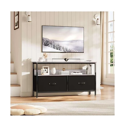 gaomon Rustic Modern Tv Stand with Fabric Drawers, Dresser Style Entertainment Center for Living Room, Bedroom