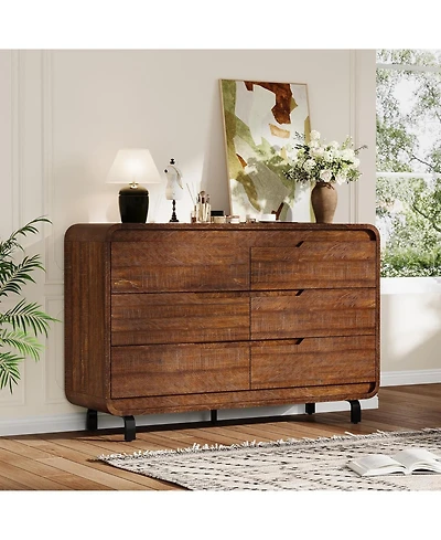 Gaomon 6-Drawer Dresser, 47 Wide Modern Wooden Storage Chest for Living Room, Hallway