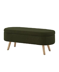 Streamdale Furniture Luxury Oval Boucle Storage Ottoman Bench with Wood Legs