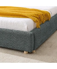 Streamdale Furniture King Size Upholstered Bed Frame, Modern Minimalist Curved Headboard