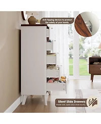 gaomon Fluted Dresser for Bedroom with 5 Deep Drawers, 47.2" Tall Chest of Drawers, Curved Profile Design, Modern Wooden Dresser, for Living Room