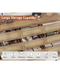 gaomon Rattan 9 Drawer Charging Station Dresser