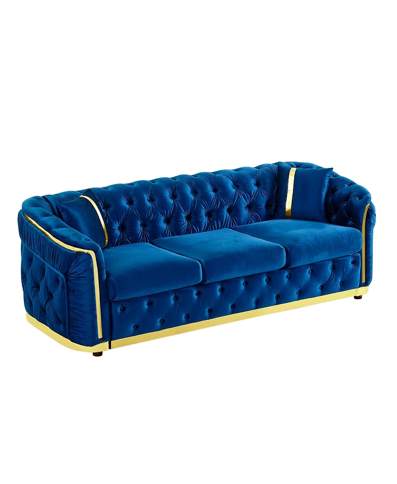 Streamdale Furniture Mid Century Modern Chesterfield Sofa, Luxury Velvet
