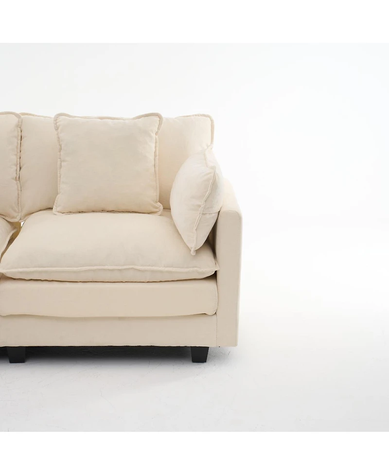 Streamdale Furniture 3-Seat Storage Ottoman Sectional Couch, L-Shaped Bench with Footrest