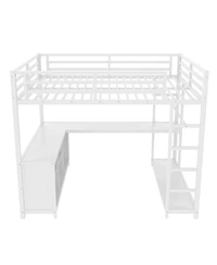 Streamdale Furniture Metal Loft Bed with Wardrobe, L-shaped Desk & Storage