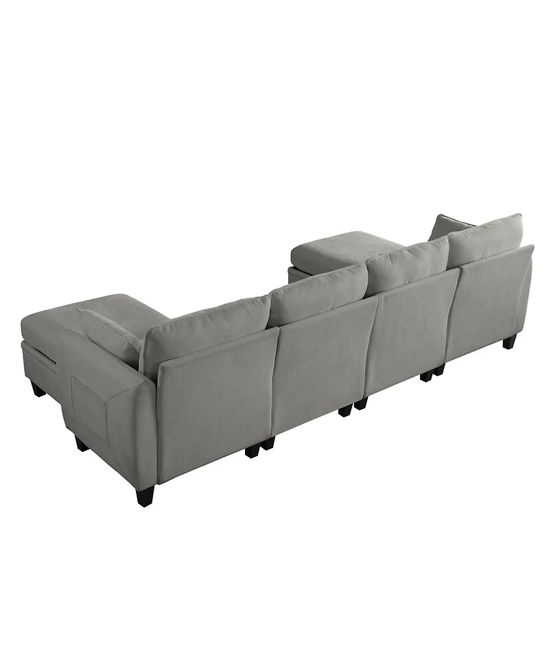 Streamdale Furniture 109 Contemporary L-Shaped Chenille Sectional Sofa with Storage Ottoman