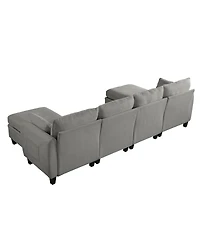 Streamdale Furniture 109 Contemporary L-Shaped Chenille Sectional Sofa with Storage Ottoman