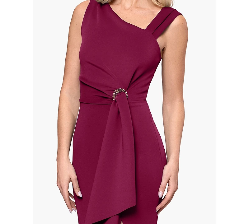 Betsy & Adam Petite Asymmetric Sleeveless Gown Dress