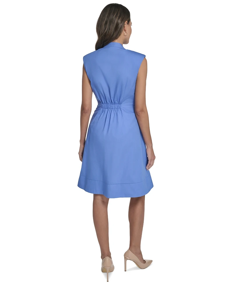 Vince Camuto Women's Mandarin Collar Fit And Flare Dress