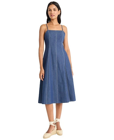 Maggy London Women's Sleeveless Chambray Midi Dress