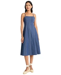 Maggy London Women's Sleeveless Chambray Midi Dress