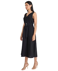Maggy London Women's Sleeveless Tie Belt Midi Dress