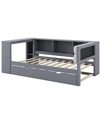 Streamdale Furniture Wood Twin Platform Bed w/Storage, Trundle, Charging Station