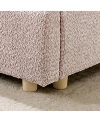 Streamdale Furniture Queen Size Upholstered Bed Frame, Modern Minimalist Curved Headboard