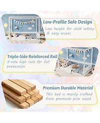 Streamdale Furniture Twin Size Canopy Floor Bed with Fence