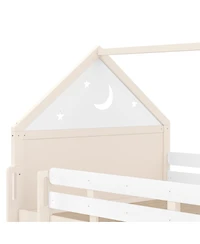 Streamdale Furniture Streamdale Loft Bed with Bookshelf, Slide, and House-Shaped Design for Kids