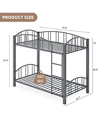 gaomon Metal Bunk Bed Twin Over Twin, Heavy Duty Bunkbeds Frame with Arched Guardrail and Safety Ladder, Sturdy Steel for Kids Boys Girls
