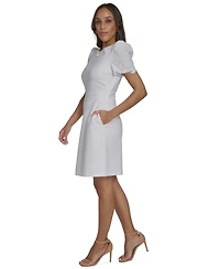 Vince Camuto Petite Laser-Cut Trim Detail Fit & Flare Dress