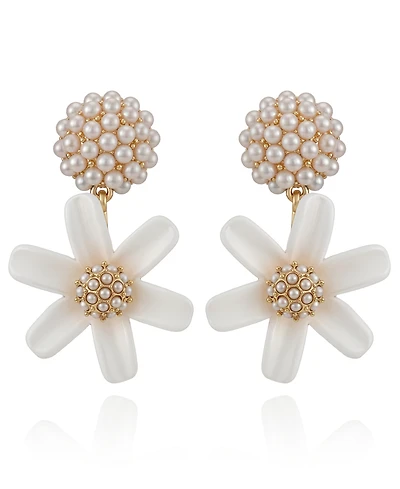 Guess Daisy Imitation Pearl Drop Earrings