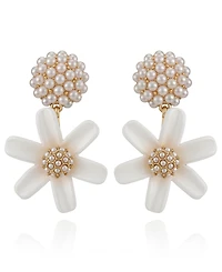Guess Daisy Imitation Pearl Drop Earrings