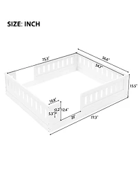 Streamdale Furniture Wood Full Size Platform Bed with Guardrail