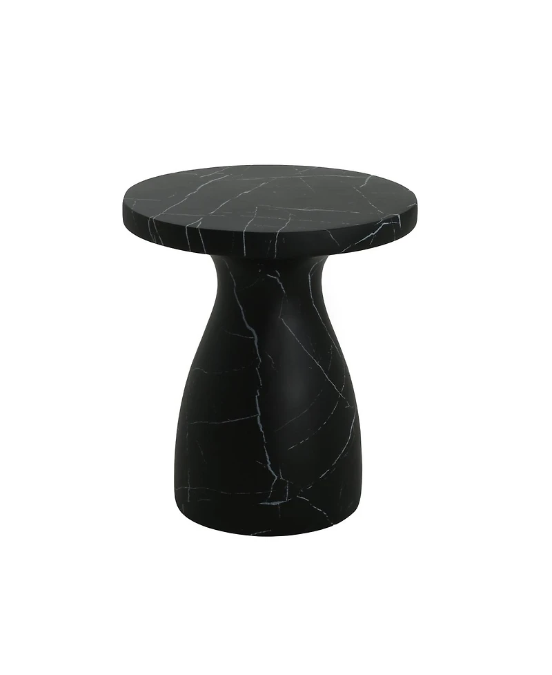 Streamdale Furniture Outdoor Travertine Side Table, Black Marble Effect