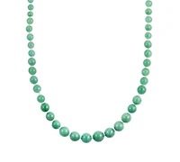 Macy's Green Jade (6-10mm) Graduated Necklace in Sterling Silver