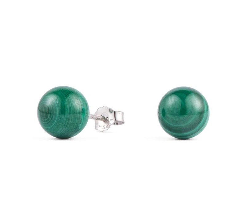Macy's 3-Pc. Lavender Jade, Yellow Jade and Malachite (8mm) Stud Earrings Set in Sterling Silver