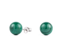 Macy's 3-Pc. Lavender Jade, Yellow Jade and Malachite (8mm) Stud Earrings Set in Sterling Silver