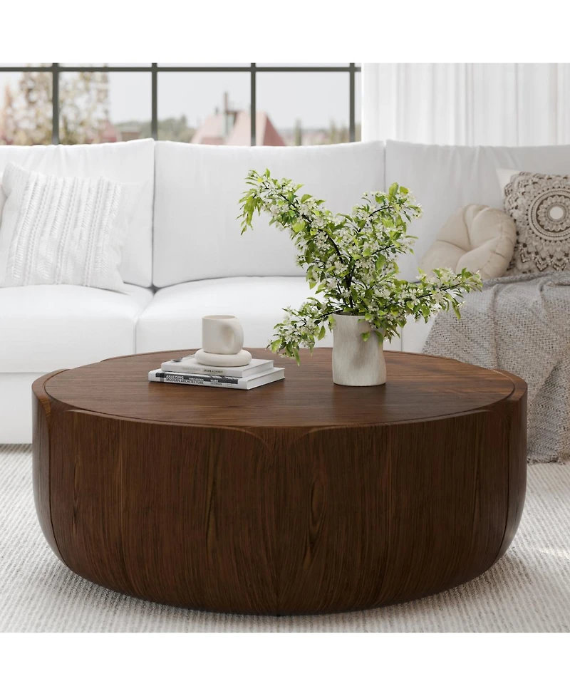Streamdale Furniture Streamdale Modern Wood Grain Drum Coffee Table