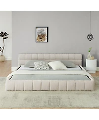 Streamdale Furniture King size upholstered bed frame with chenille fabric, no box spring needed