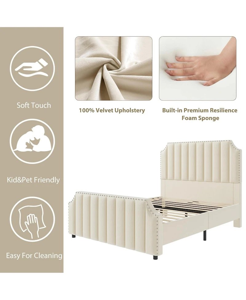 gaomon Channel Upholstered HeadboardUpholstered Tufted Adjustable Bed Headboard with Nailhead Decor