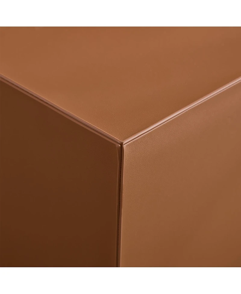 Streamdale Modern Brown Mdf Saddle Leather Table – Two Compact Sizes