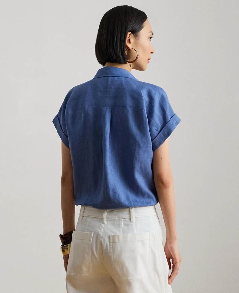 Lauren Ralph Dolman-Sleeve 100% Linen Shirt