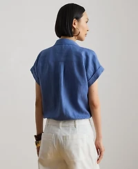 Lauren Ralph Dolman-Sleeve 100% Linen Shirt