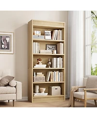 gaomon Tall Farmhouse Bookcase – 5-Tier Bookshelf with Fluted Design and Display Rack, Rustic Wood Freestanding Book Shelf for Office, Library