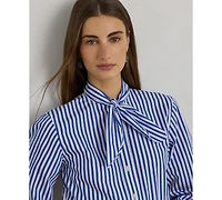 Lauren Ralph Women's Tie-Neck Balloon-Sleeve Shirt