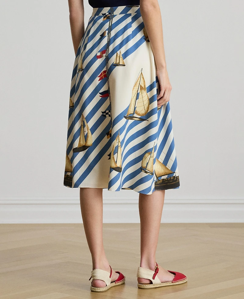 Lauren Ralph Women's Print Button-Front Crepe Skirt