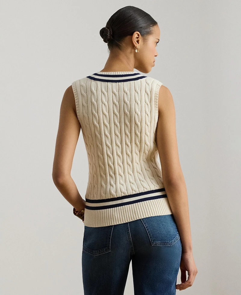 Lauren Ralph Women's Cable-Knit Cricket V-Neck Sweater Vest