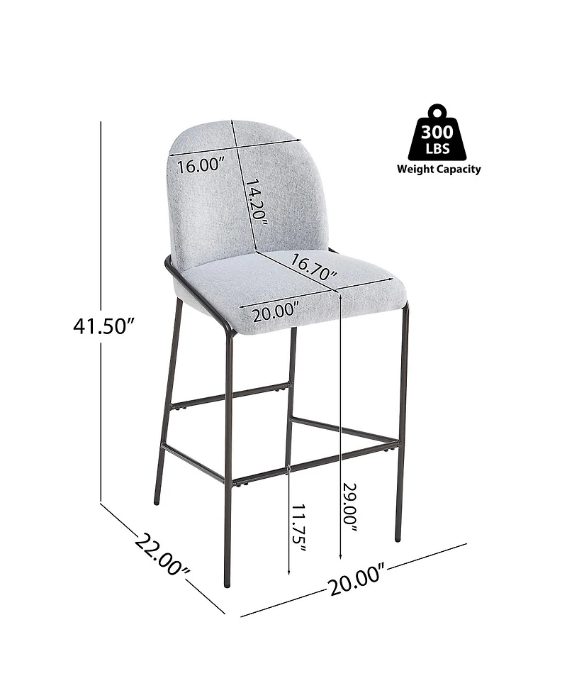Streamdale Furniture Galen Indoor Metal Upholstered Barstool Fabric