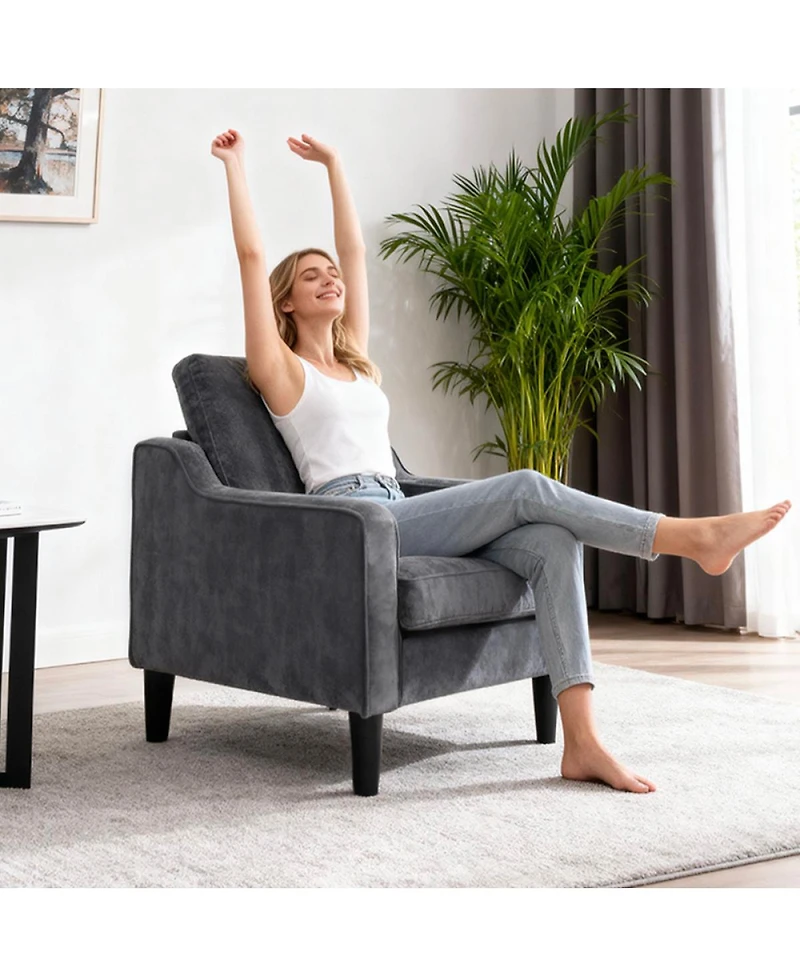 Streamdale Furniture Living Room Accent Chair - Soft Chenille Comfy Armchair for Small Spaces