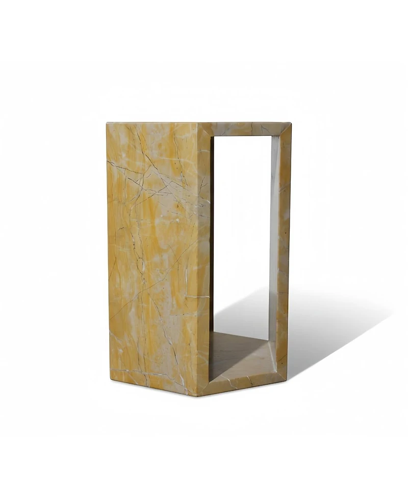 Streamdale Furniture 40cm x 32cm Luxury Spanish Gold Marble Hexagonal Side Table