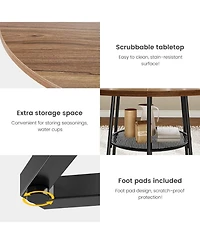 gaomon 38.6 Inch Round Dining Table with Storage 16.8 Inch Round Mesh Storage Space-Saving Wood Kitchen Table with Metal Base Perfect for Dining Room