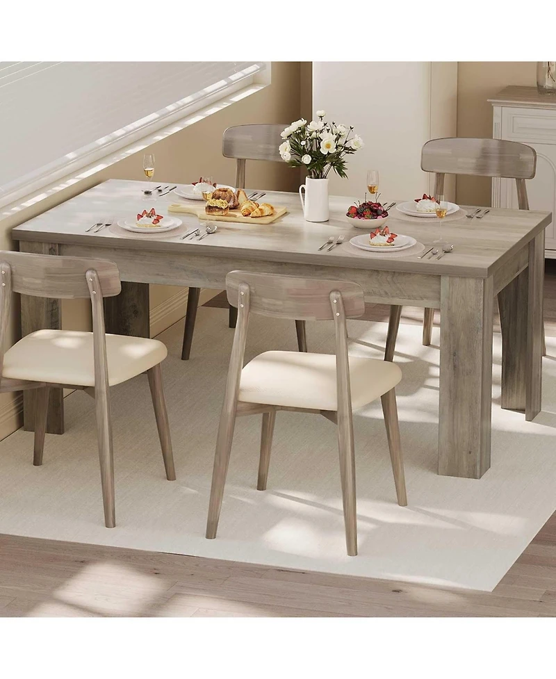 gaomon 63" Dining Table for 4-6 Farmhouse Dinner Kitchen Table for 4 with Large Tabletop Rectangular Wood Dining Room Table for Kitchen Easy Asse