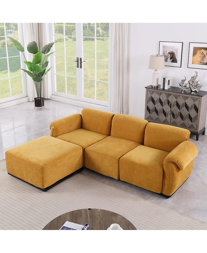 Streamdale Furniture 93" L chenille modular sofa with iron frame